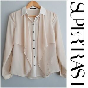 SUPERTRASH \ Light Blush Cream Button Down Top Sz 34 XS